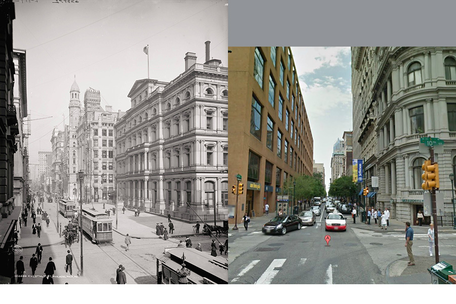 10th and Chestnut Philadelphia: Then and Now
